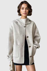 Jacke mit geknöpftem Kragen - Beige